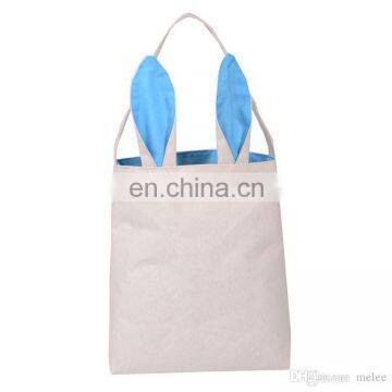 Cotton Linen Easter Bunny Ears Basket Bag For Easter Gift Packing Easter Handbag For Child Fine Festival Gift 255*305*100mm photo-3