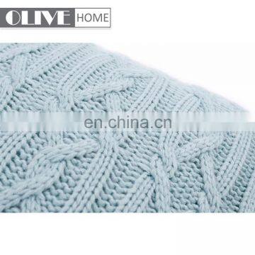 High Quality Home Decorative Light Blue Cushion Cover With Jacquard Cable Knit photo-6