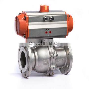 Stainless steel 2 pieces full port dimensions DN100 air pneumatic actuator actuated flange ball valve Q641F