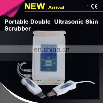 Newest Portable Face Double Ultrasonic Skin Scrubber Unit / Utensils Scrubber for Beauty Salon and Home Use