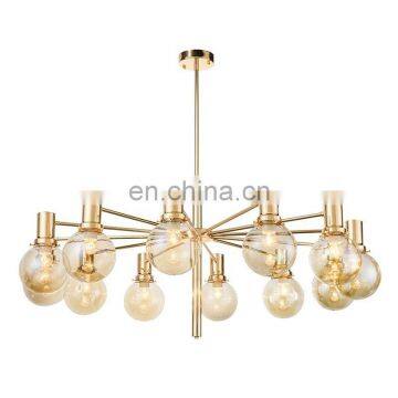 Modern Glass Globe Gold Plated Metal Chandelier Pendant Light photo-4