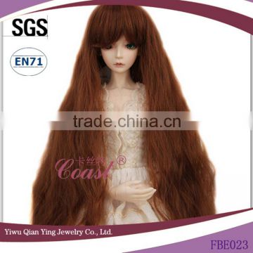 cheap long wholesale dark brown curly hair doll wigs