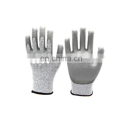 HPPE Anti-Cut Level 5 Protection Safety Work Cut Resistant Gloves with PU Coated Palm