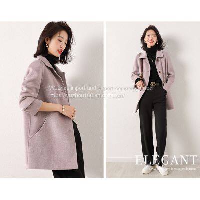 The New 2021 Simple Commuter Single-breasted Double-faced Wool Coat for Women photo-3