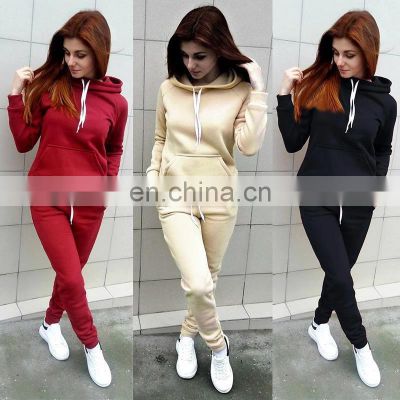 Wholesale custom fashion women's hoodie hoodie pants solid color sportswear sweatshirt sportswear sweatshirt