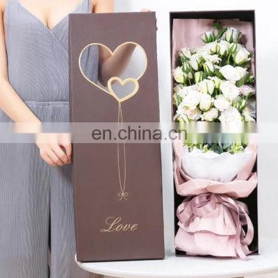 High-end Custom Cardboard Paper Single Rose Gift Box with Clear Window Paper Packaging Box for Flower