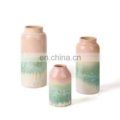 K&B china factory Nordic small large white gradient ceramic flower vase porcelain vases with reactive glaze