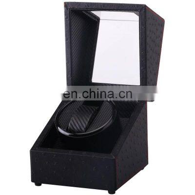 High-end motor box single slot MDF black carbon fiber PU mechanical watch automatic shaker box