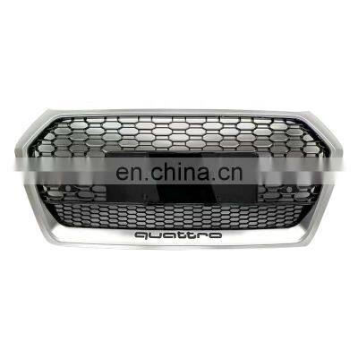 Factory price auto front bumper grille for Audi Q5 change to RSQ5 SQ5 high quality mesh chrome silver black grill 2019