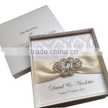 2016 Personalized Europe Style Customized Flocked Boxed Wedding Invitation Card