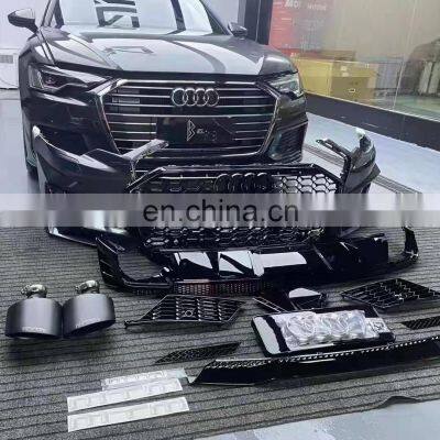 Runde New Design PP Material Body Kit For Audi A6 C8 MTM Style Front Bumper Grille Rear Lip Exhaust Body Kit