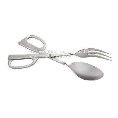 Stainless Steel Salad Servers Spoon Scissor Tong Serving Tong With Spoon Fork photo-2