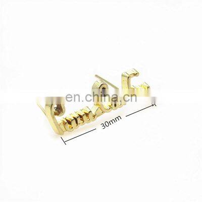 Custom Handbag Hardware Zinc Alloy Gold Engraved English Letters Alphabet Metal Brand Logo Plated For Bags photo-2
