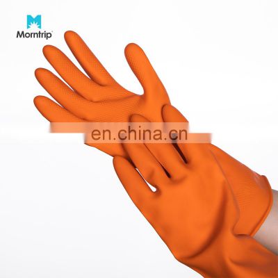 Custom Orange Reusable Thin Rubber Latex Household Laundry Kitchen Waterproof Dish Washing Gloves