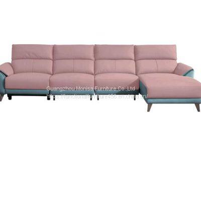 New First Layer Cowhide Functional L-Shaped Chaise Longue Sofa Modern Minimalist Doll Cotton Skin-Friendly Leather Sofa Combination photo-2
