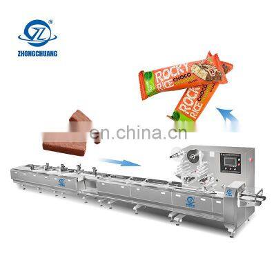 High Speed Automatic Feeding Line Chocolate Granola Bar Pillow Packaging Line Sachet Packaging Machine