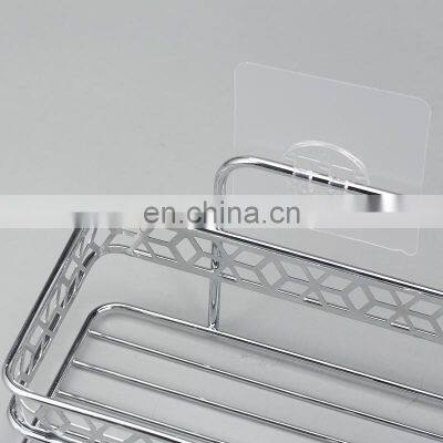 ODM Diamond Series Bathroom Iron Rack Wall Mounted Stickers Wire Basket Shower Caddy Bathroom Shelf photo-4