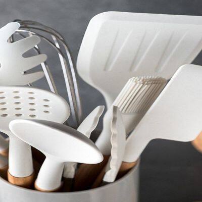 Nordic White Customized Silicone Spatula Stir-fry Spatula Non-stick Wok Stir-fry Spoon Spatula Household Kitchen Set photo-2