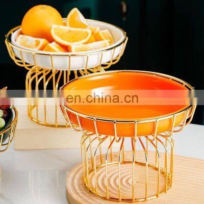 Nordic Vegetable Organizer Bowl Wire Decorate Wedding Stand Metal Countertop Bow Fruit Baskets Storage