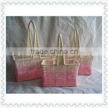 simple weave decorative paper weaving basket with handle