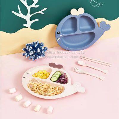Kids Feeding Training Bowl Baby Separated Food Silicone Plate Set photo-3
