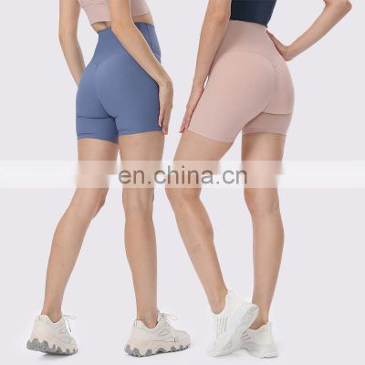 Hot Sale Bodybuilding Sweat-Wicking Ribbed Yoga Shorts Scrunch Butt Lift Shorts Crotchless Women Gym Outfit Sports Short Pants