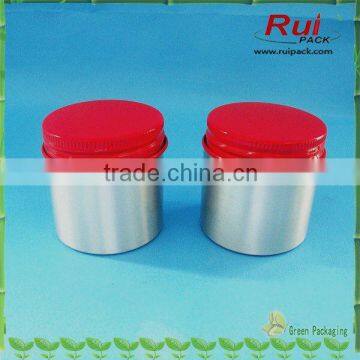 100g food grade aluminum jar with red aluminum lid,aluminum screw jar with red aluminum cap