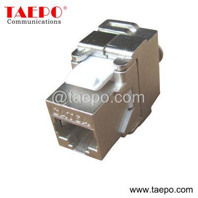 180 degree CAT6A 8P8C RJ45 STP shielded Keystone modular jack from China Factory TAEPO