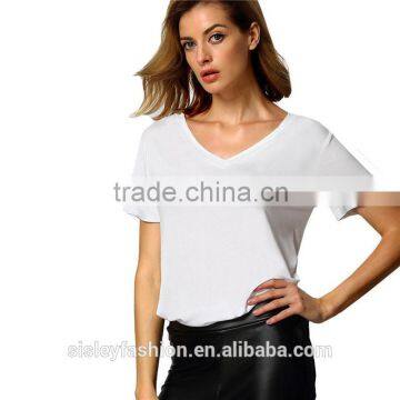 New arrival women solid color blank t shirt TS084