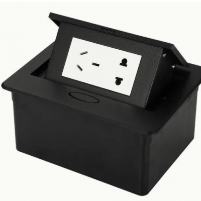 Power Strip Surge Protector Socket, Dual Outlets and 2 USB Ports, Overload Protection, Hidden Built-in Bedside Table, Desk. Black