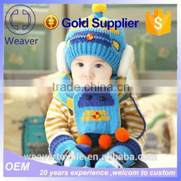 wholesale child christmas gift promotion boy/girl warm beanie hat and scarf winter 6-48 months baby lovely knit cap&hat