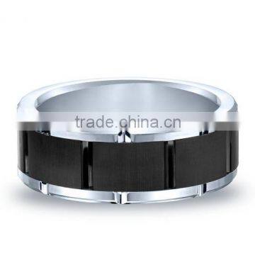 Tungsten Men's Brick Design Band Engagement Ring