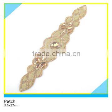 Rhinestone Trim Hotfix Applique Beads Mix Glass Stone Patch 9.5x27cm