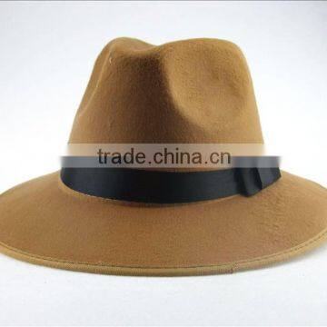 Large Brim Ribbon Fixed Man Women Stage Performance Fedora Jaz Hat