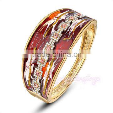 hot 2016 jewellery enamel crystal simple gold bangle designs for women