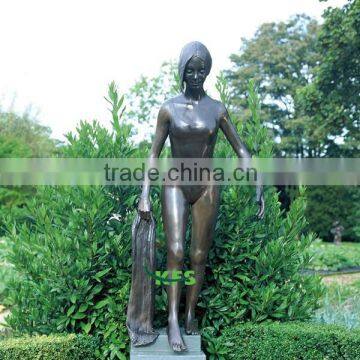 Bronze dancing girl garden sculpture