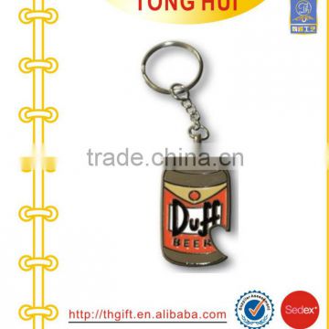 Beer Can bottle opener metal keyrings w/split ring