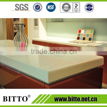 Polished white acrylic solid surface table top