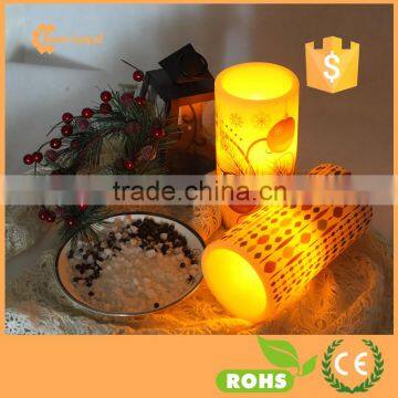 Custom Pattern Print Flameless Energy Saving LED Candle With A Soft Pale Yellow Flame