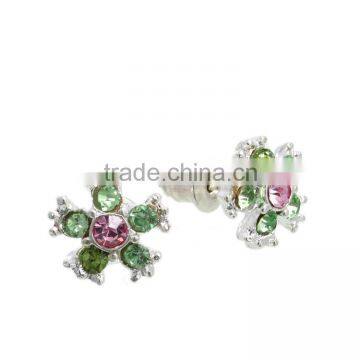 Lovely Fashion Women Lady Wholesale Jewelry Silver Rhinestone Flower Stud Earrings