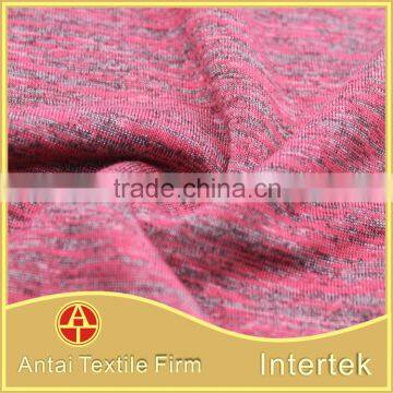 Grey melange polyester viscose spandex jersey fabric for sweart shirt