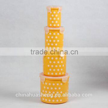 PP Food Grade Round Shape Storage Container Set BPA Free Polka Dot Food Container Lunch Box Set of 4 photo-5