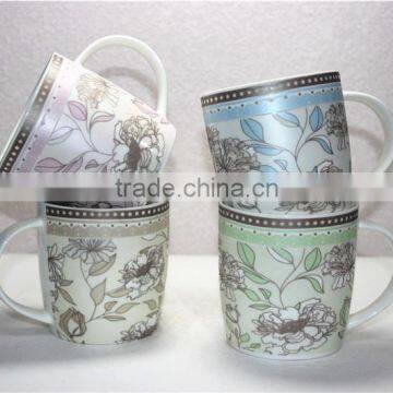 wholesale floral printed cheap bulk ceramic mugs