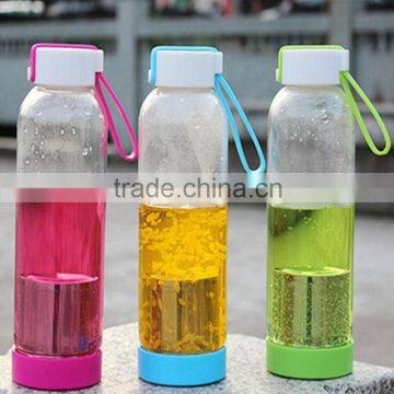 Glass drink bottle juice fruit water bottles shaker protein bottle 450ml Glass bottle water tea infuser filter manufacturers