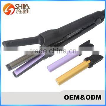 Professional 2 in 1 white flat iron hair straightener tool and new 4 D curling iron with led straightener for hair in china