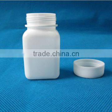 PE material white health care bottle 60cc square capsule bottle