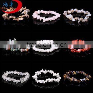 High quality jewelry manufacturer mixed design gemstone crystal beaded stretch chip bracelet