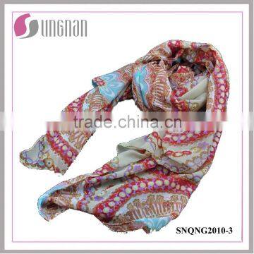 2015 Hot Ethnic Indian Style 100% Polyester Silk Scarf