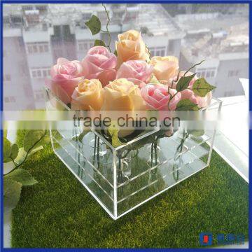 Supplier cheap price 3mm thick perspex rose display holder box / clear acrylic box with lid