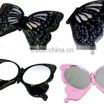 Butterfly shape plastic folding cosmetic mirror for promotion